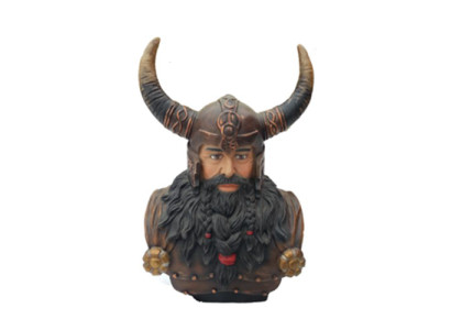 Borstbeeld van een krijger in een helm 70cm hoorns standbeeld Viking standbeelden figuren