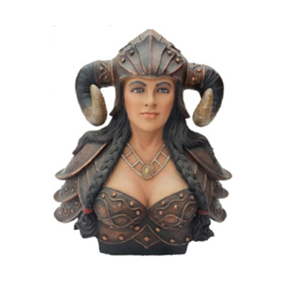 Borstbeeld van een krijger in een helm met hoorns Viking beeldjes figuren standbeeld