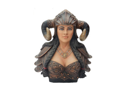 Borstbeeld van een krijger in een helm met hoorns Viking beeldjes figuren standbeeld
