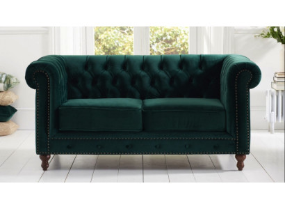 Britse Chesterfield Groene Driepersoons Bank - Luxe Leren Meubels