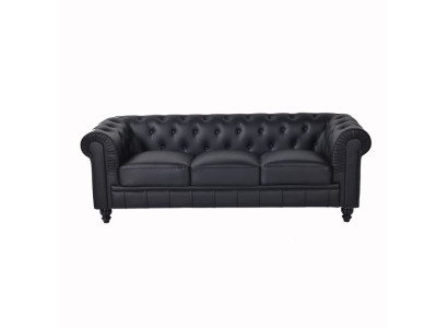 jvmoebel® Textiel Sofa Bank - Zwart Gestoffeerde Driezits Bankstel Driezitter