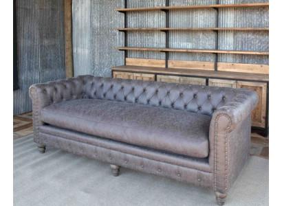Chesterfield 3-Zits Klassieke Luxe Barok Rokoko Sofa Textiel Lederen Bank