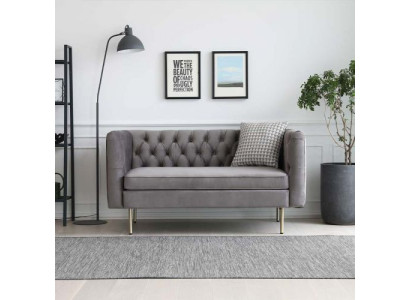 Chesterfield 2-zitsbank stoffen bankstel couch bekleding zitting set 2-zits grijze banken