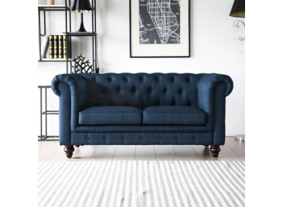 Engelse stijl meubels Chesterfield tweezitsbank roze bont geel blauw sofa