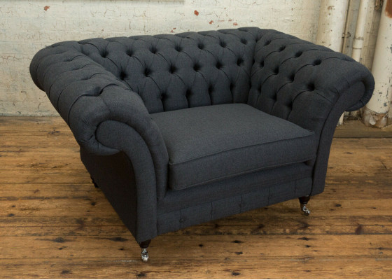Bank Bekleding Design Sofa Zwart Zwart 1,5-zits Banken Meubels Chesterfield