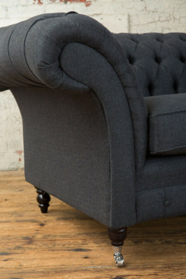 Bank Bekleding Design Sofa Zwart Zwart 1,5-zits Banken Meubels Chesterfield