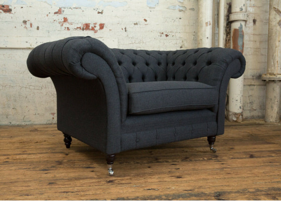 Bank Bekleding Design Sofa Zwart Zwart 1,5-zits Banken Meubels Chesterfield