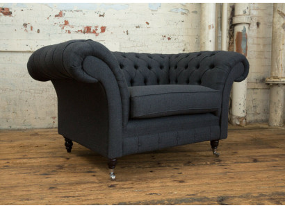 Bank Bekleding Design Sofa Zwart Zwart 1,5-zits Banken Meubels Chesterfield