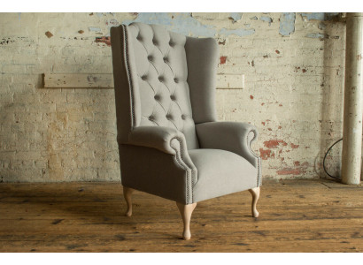 Chesterfield oorfauteuil bank fauteuil beklede leunstoel woonkamer relax club.