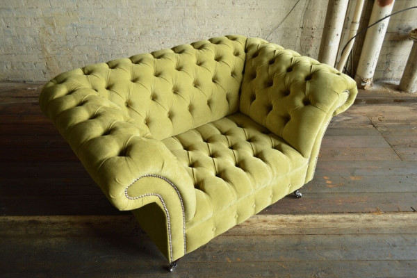 Chesterfield Design Stoffbank Fauteuil 1,5-zitter Gestoffeerde Sofa's Lounge Fluweel Groen