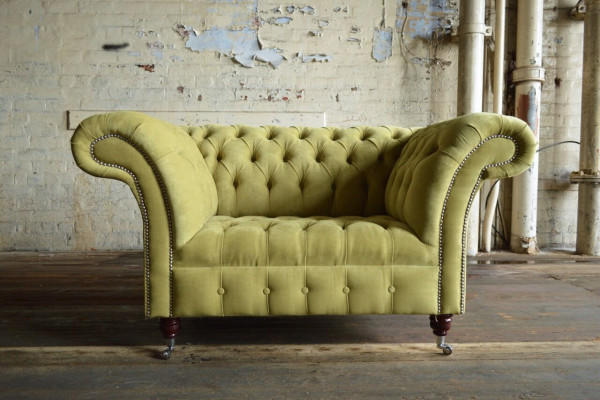 Chesterfield Design Stoffbank Fauteuil 1,5-zitter Gestoffeerde Sofa's Lounge Fluweel Groen