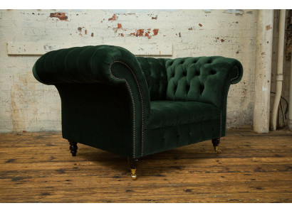 Chesterfield Design Stof Bank Fauteuil 1,5-zits Beklede Sofa's Lounge Groen Fluweel