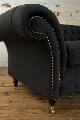 Chesterfield Original Bank JVMöbel Textiele Banken Zetels Stof Grijs 185cm Bank