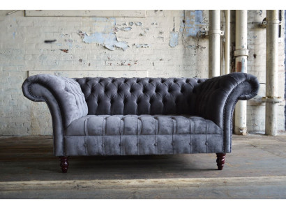 Chesterfield Bank 2-zitsbank Banken Couches Woonkamer Design Bank Grijs Nieuw