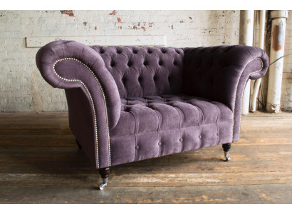 Chesterfield fauteuil bankbekleding sofa banken 1,5 zits eenzitter paars textiel