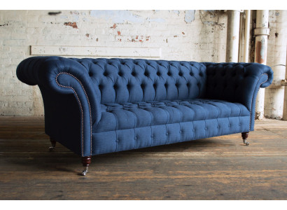 Chesterfield bank zit textiel stof banken sofa's sofa bekleding fluweel 3-zits