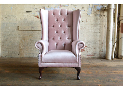 Chesterfield oorfauteuil eenzitter sofa bank relax bekleding fluweel leer stof nieuw