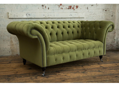 Chesterfield Bank 2-zits Bekleding Zitting Textiel Stof Leder Banken Sofas Sofa
