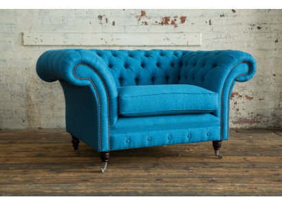 Blauwe Sofa Bank Bekleding Chesterfield Zitmeubilair Textiel Stof Leer Banken Nieuw