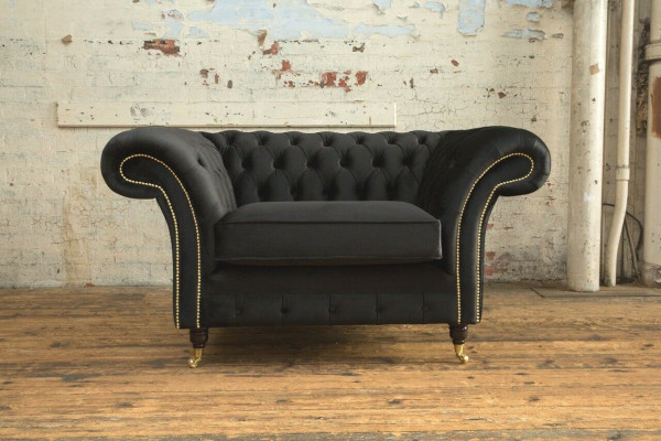 Chesterfield Design Stof Bank Fauteuil 1,5-zitter Bekleding Sofas Lounge Nieuw Club