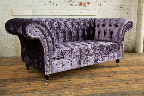 Chesterfield gestoffeerde bank stoffen banken sofa zitmeubel rugleuning nieuw 2-zitsbank