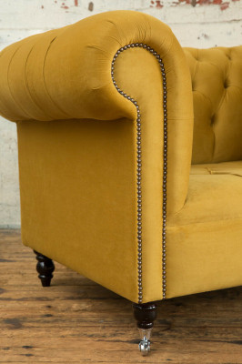 Chesterfield Design Sofa Fauteuil Bankstel Bekleding Luxe Textiel Banken 1-zits #376