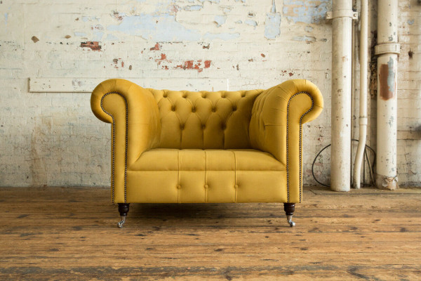 Chesterfield Design Sofa Fauteuil Bankstel Bekleding Luxe Textiel Banken 1-zits #376