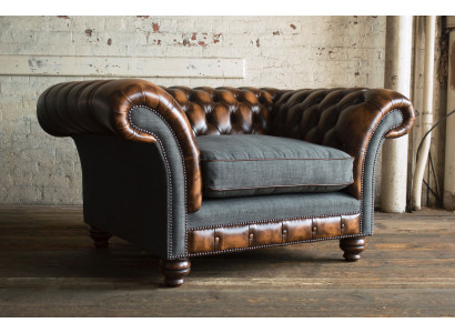 Chesterfield Design Stof Bank Fauteuil 1,5-zits Beklede Sofa's Lounge Nieuw Club