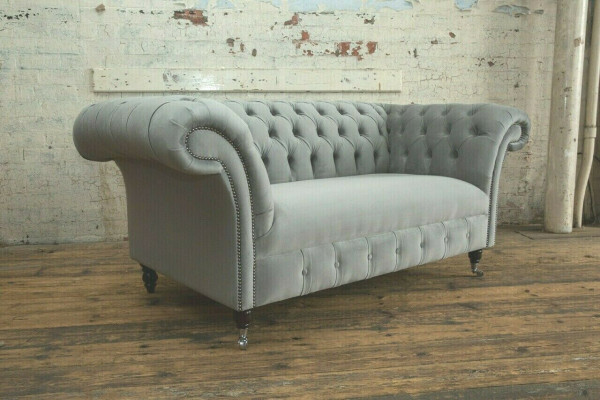 Chesterfield Luxe 2-zitsbank Sofa Bekleding Stofstoffen Bankstel Nieuw