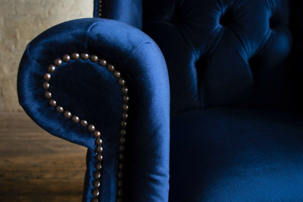 Chesterfield oorfauteuil fauteuil bank relax bekleding designer banken koningsblauw