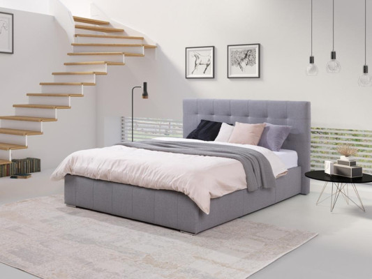 Beige 160x200 bed slaapkamer bedden textiel leer hotel luxe gestoffeerd groot nieuw