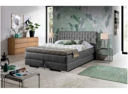 Bett Design Luxus Hotelbedden 200x200 cm Boxspringbed Textiel Grijs 200x200 cm nieuw