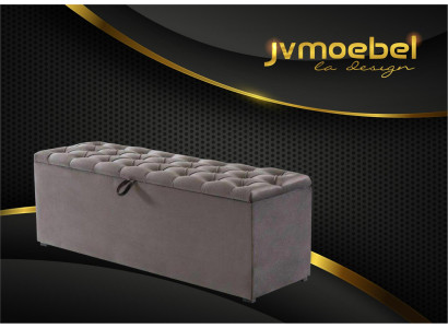 Chesterfield Bank Modern Design Ottomane Poef Tweezitter Textiel Nieuw
