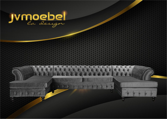 Chesterfield woonkamer bank woonlandschap xxl sofa banken stoffering hoek fluweel