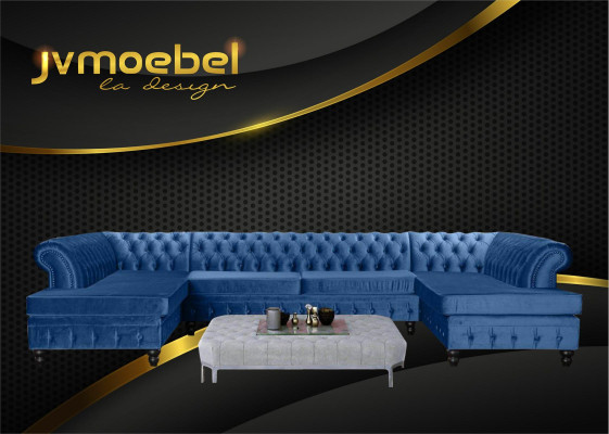 Chesterfield fluwelen hoekbank in U-vorm woonlandschap gestoffeerde hoek bank sofa's nieuw