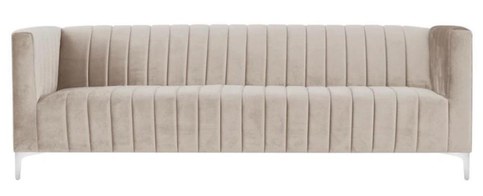 Beige driezits stoffen woonkamer designbanken gestoffeerde sofa's Textiel bank