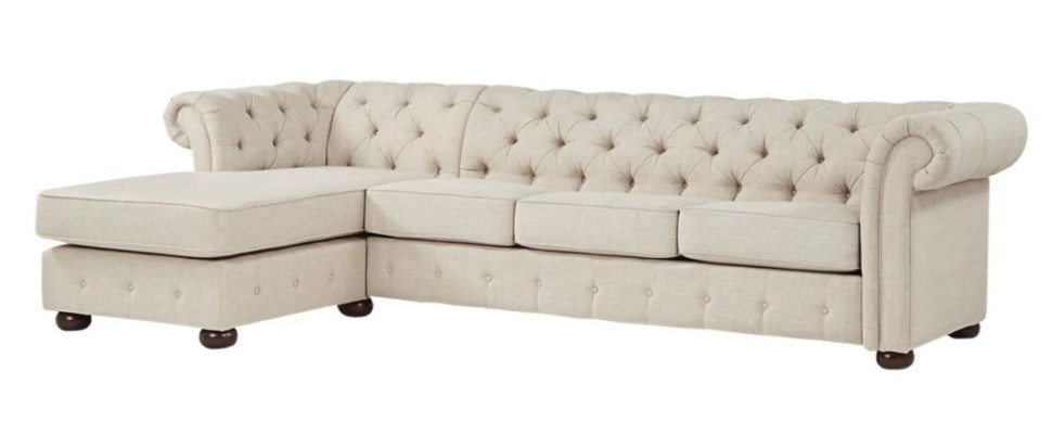 Hoekbank Beige Woonlandschap Bank Hoekopstelling Bekleding Chesterfield Meubel Design