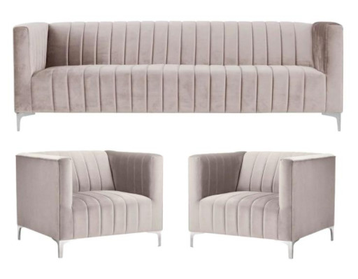 Beige sofa set Chesterfield meubels modern design textiel woonkamer banken