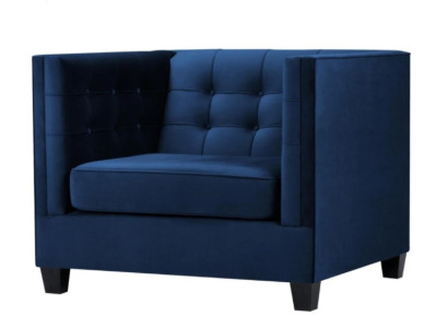 Blauwe Chesterfield fauteuil woonkamer textiel stof Blauw Creatief meubilair Modern