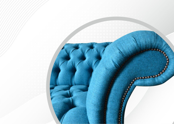 Blaue XXL Grote Bank Chesterfield 265 cm Bekleding Banken 4-zits Fluweel Textiel