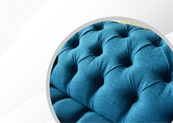 Blaue XXL Grote Bank Chesterfield 265 cm Bekleding Banken 4-zits Fluweel Textiel