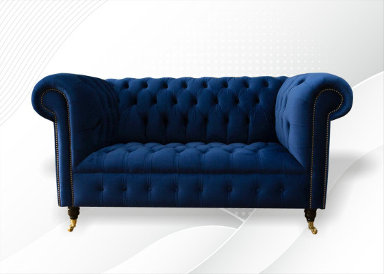 Klassieke Textielbank - Fluwelen Chesterfield Stof Sofa 2-Zits Nieuw jvmoebel ®