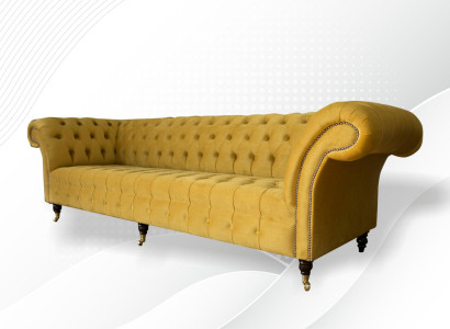 xxl Chesterfield Grote Bank Sofa Bekleding Set 4 Zitplaatsen Textiel Banken Nieuw