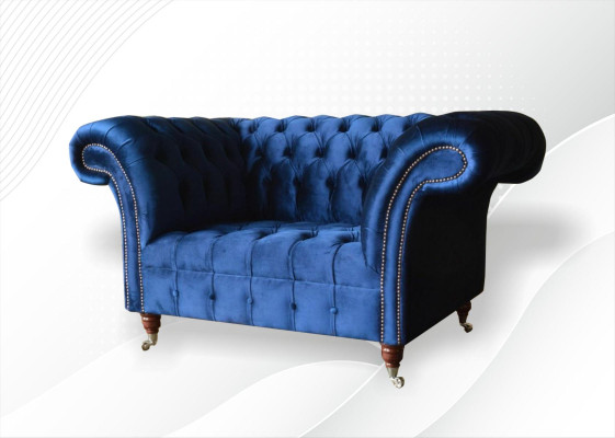 Chesterfield fauteuil textiel stof blauw creatieve meubels nieuw woonkamer luxe modern