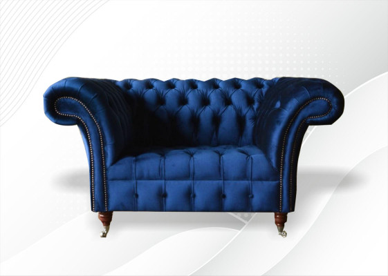 Chesterfield fauteuil textiel stof blauw creatieve meubels nieuw woonkamer luxe modern