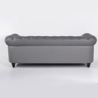 Bank Grijs Chesterfield Kantoor Sofa Ontvangstruimte Banken Leder Textiel Nieuw jvmoebel ®