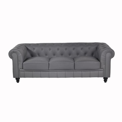 Bank Grijs Chesterfield Kantoor Sofa Ontvangstruimte Banken Leder Textiel Nieuw jvmoebel ®