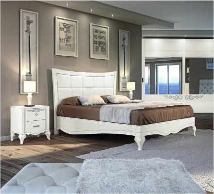 Bed tweepersoonsbed bedden stoffering hout designer tweepersoons bedframe wit bedframes