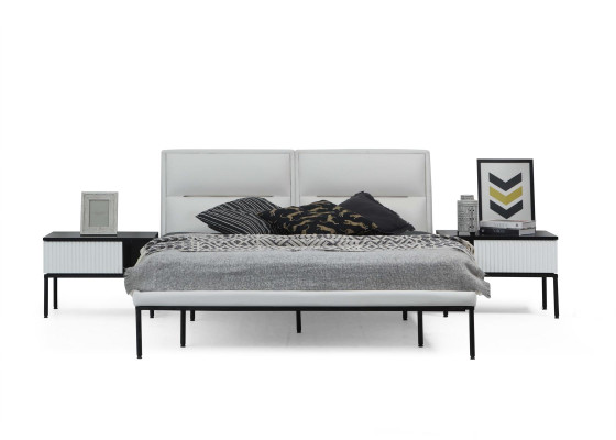 Bed bedframe tweepersoonsbed hout modern wit slaapkamer dubbel ontwerp