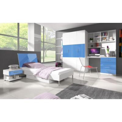 Blauwe kinderkamer, slaapkamer, jeugdkamer set, kast, tafel, bed nieuw 4-delig.